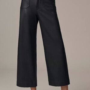 Anthropologie Maeve Colette Faux Leather Crop Wide-Leg Pants | Size 28